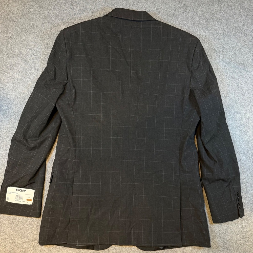DKNY Duran Charcoal Windowpane Blazer Mens 43L Suit Jacket DNUR218W0036 - Picture 7 of 12